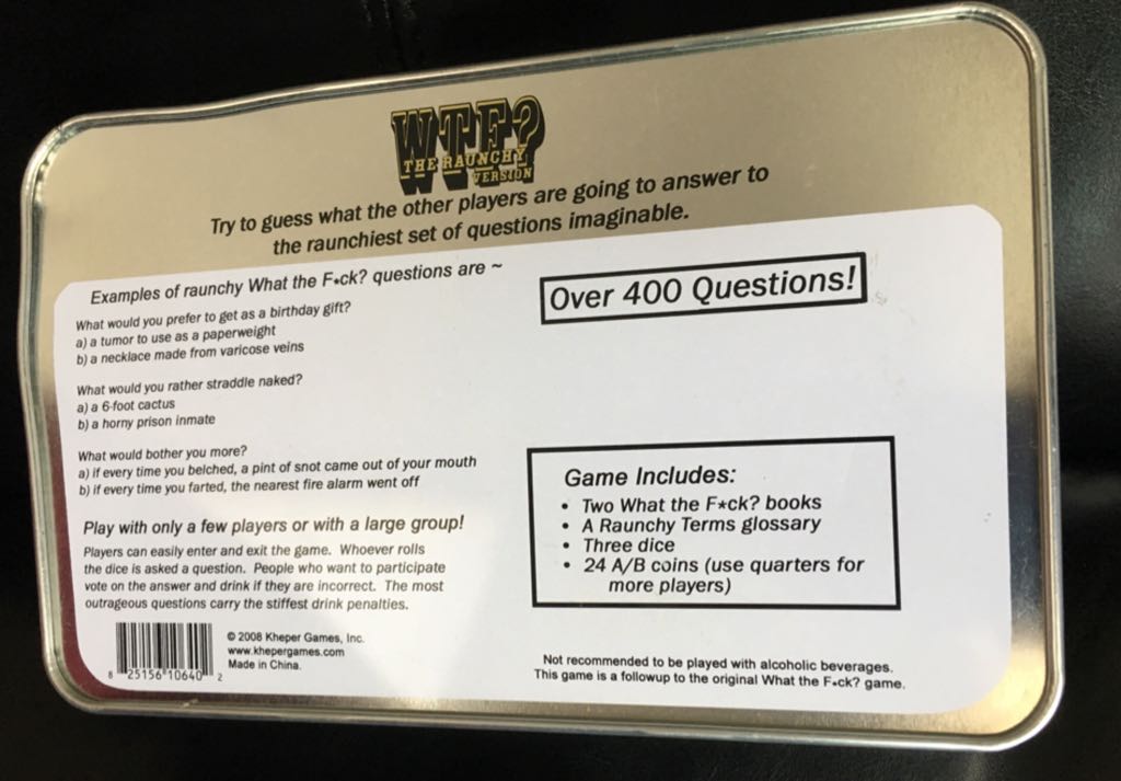 WTF: The Raunchy Version  board game collectible [Barcode 825156106402] - Main Image 2