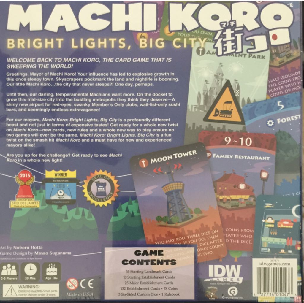 Machi Koro: Bright Lights - Big City  (2-5) board game collectible [Barcode 827714010473] - Main Image 2