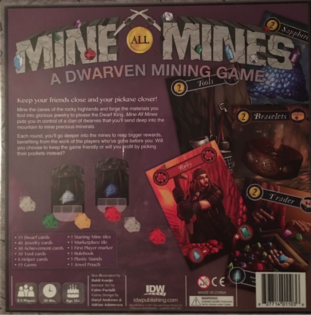 Mine All Mines: A Dwarven Mining Game  (2-5) board game collectible [Barcode 827714011036] - Main Image 2