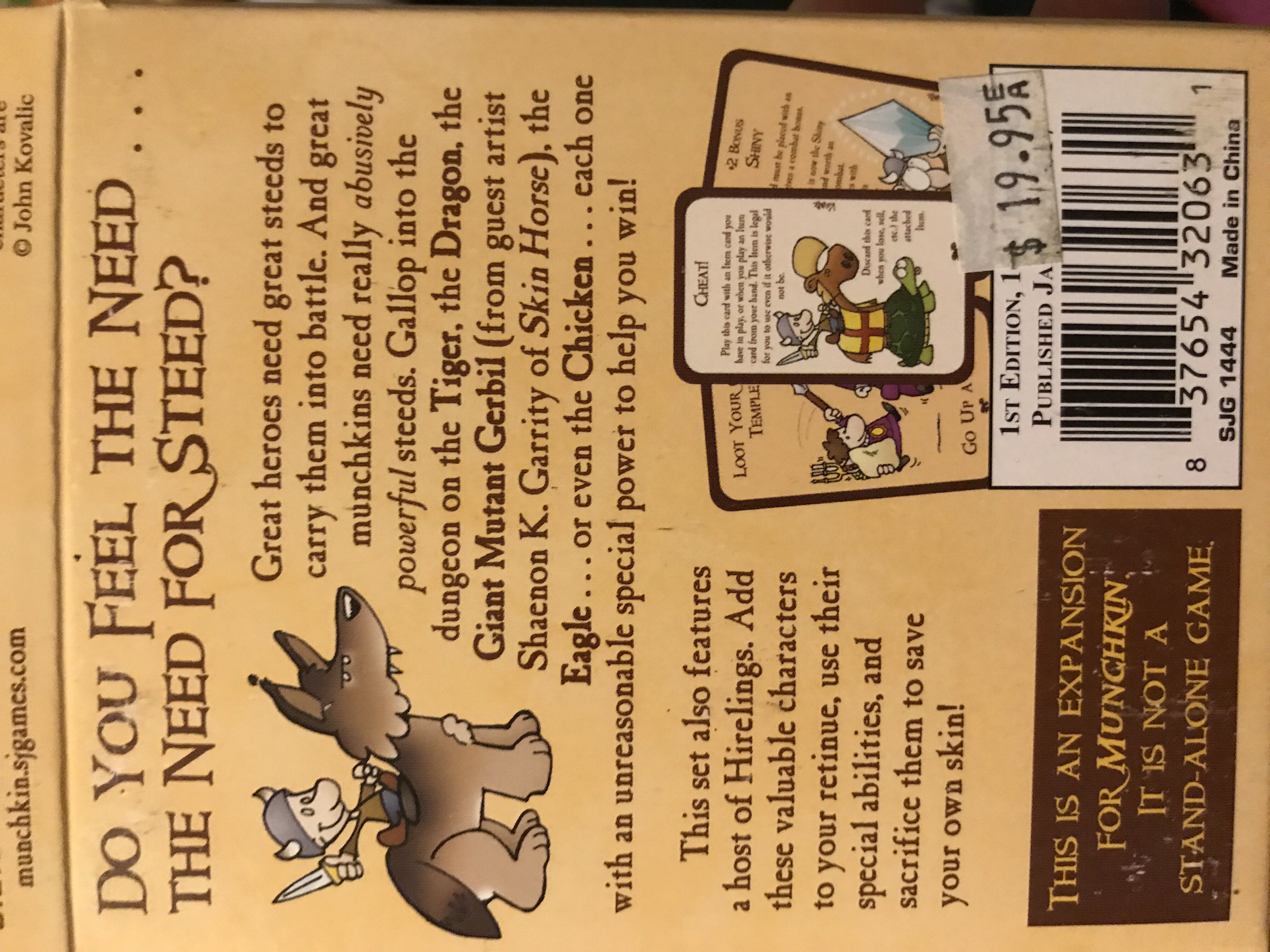 Munchkin 4: The Need For Steed  (3-6) board game collectible [Barcode 837654320631] - Main Image 2