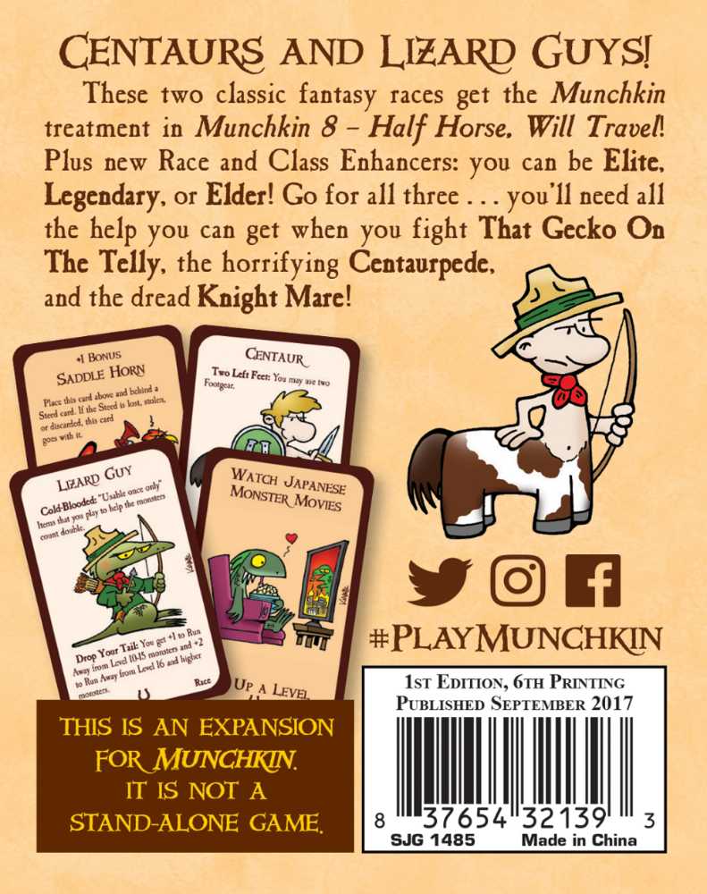 Munchkin 8: Half Horse, Will Travel  (3-6) board game collectible [Barcode 837654321393] - Main Image 2