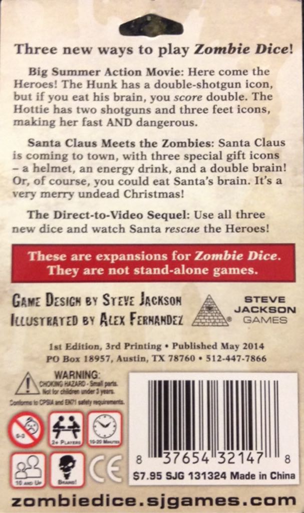 Zombie Dice 2: Double Feature  (2+) board game collectible [Barcode 837654321478] - Main Image 2