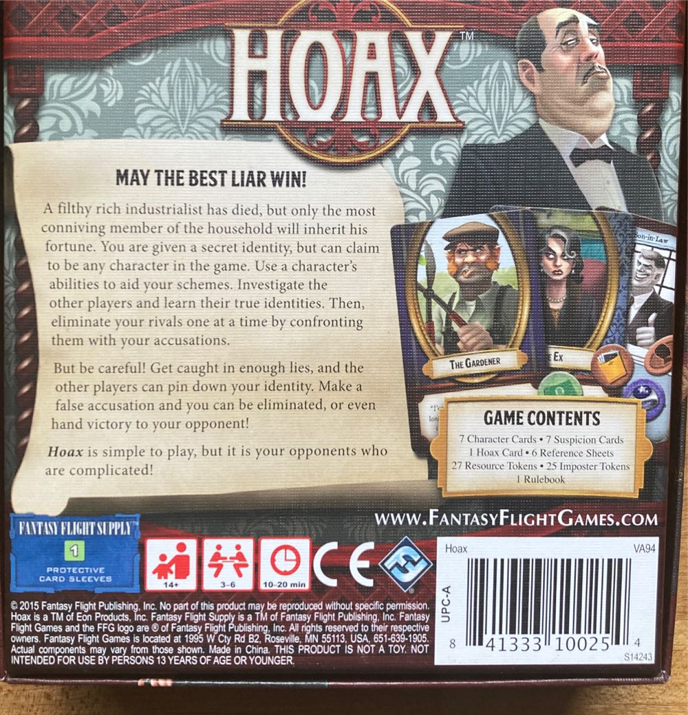 Hoax  (3-6) board game collectible [Barcode 841333100254] - Main Image 3
