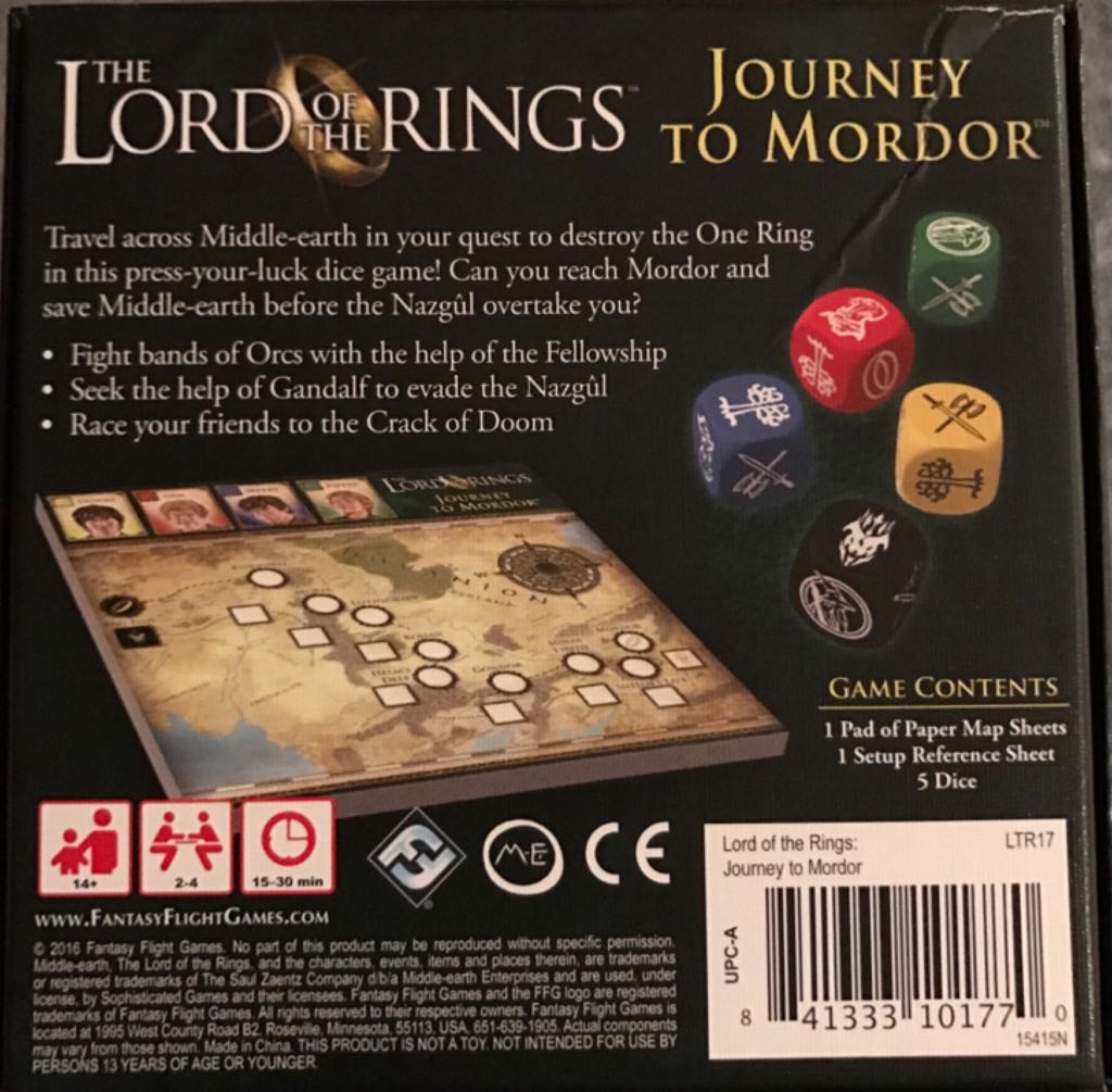 The Lord Of The Rings - Journey To Mordor  (1-4) board game collectible [Barcode 841333101770] - Main Image 2