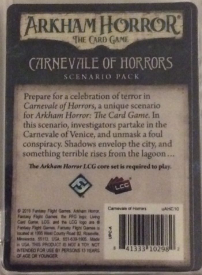 Arkham Horror LCG: Carnevale of Horrors  (1-4 (2)) board game collectible [Barcode 841333102982] - Main Image 2