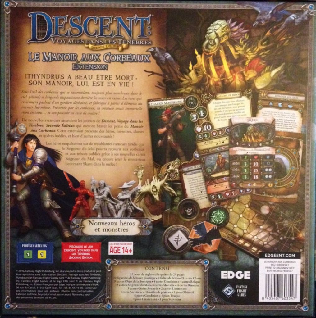 Descent - Voyage dans les ténèbres - 2nde édition : Le Manoir aux Corbeaux  (2-5) board game collectible [Barcode 8435407603547] - Main Image 2