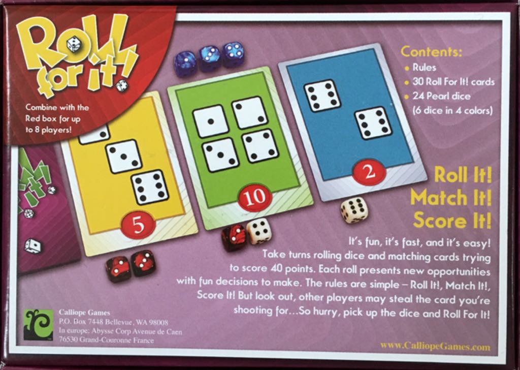 Roll For It!  (2 3 4) board game collectible [Barcode 845866001255] - Main Image 2