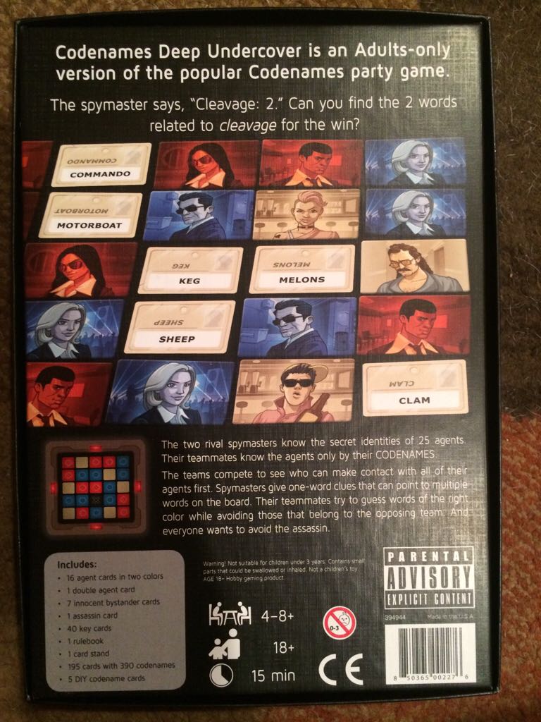 Codenames: Deep Undercover  (4-8+) board game collectible [Barcode 850365002276] - Main Image 2