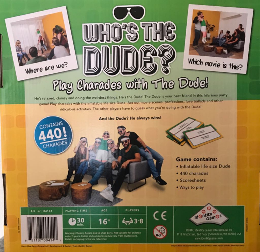 Who’s The Dude?  (3-8) board game collectible [Barcode 851187004141] - Main Image 2