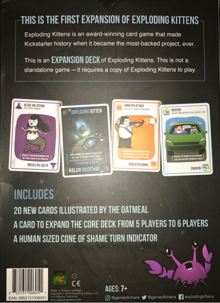 Exploding Kittens: Imploding Kittens Expansion  (2-6) board game collectible [Barcode 852131006051] - Main Image 2