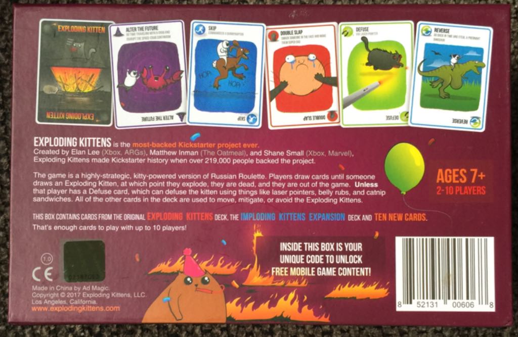 Exploding Kittens: Party Pack  (2-10) board game collectible [Barcode 852131006068] - Main Image 2