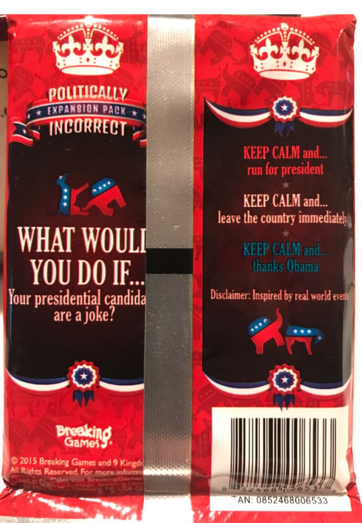 Keep Calm: Politically Incorrect Expansion Pack  board game collectible [Barcode 852468006533] - Main Image 2