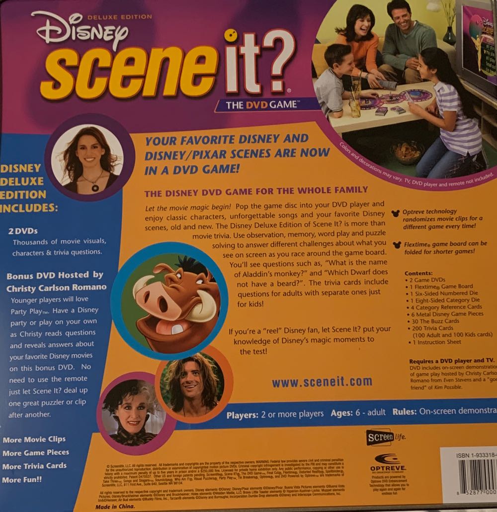 Scene It? Disney Deluxe Edition  (2+) board game collectible [Barcode 852877000719] - Main Image 2