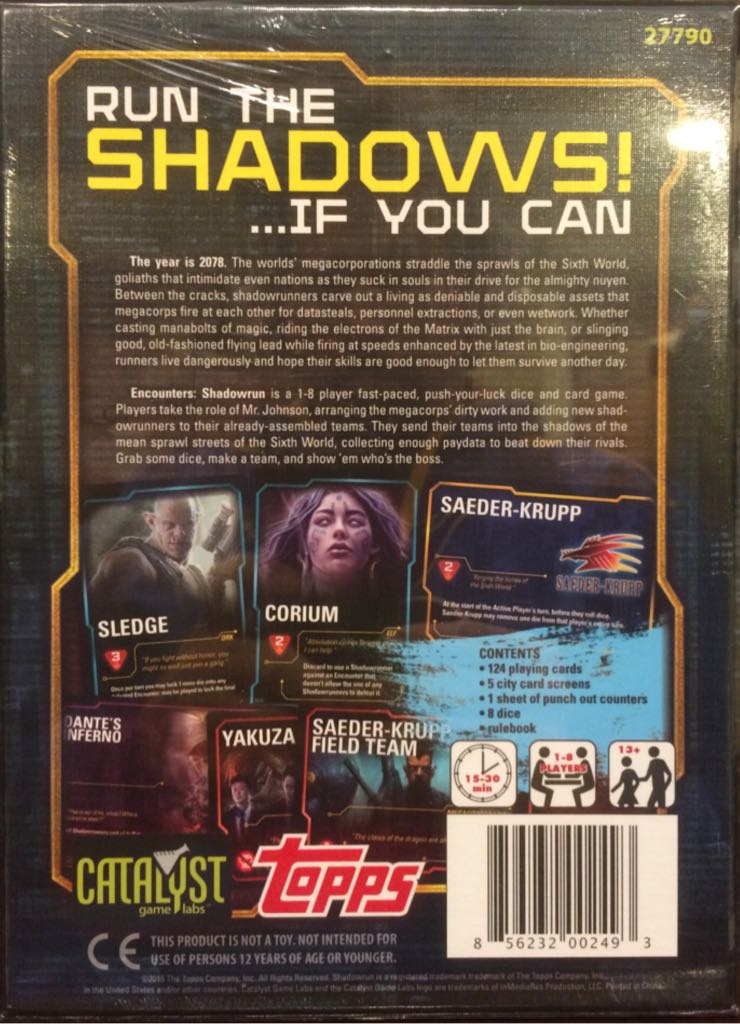 Encounters: Shadowrun  (1-8) board game collectible [Barcode 856232002493] - Main Image 2