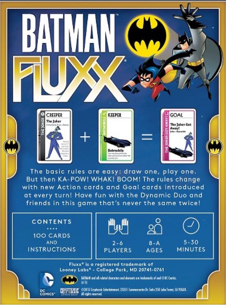 Batman Fluxx  (2-6 (4)) board game collectible [Barcode 857848004291] - Main Image 2
