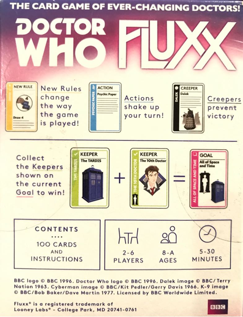 Doctor Who Fluxx  (2 - 6) board game collectible [Barcode 857848004567] - Main Image 2