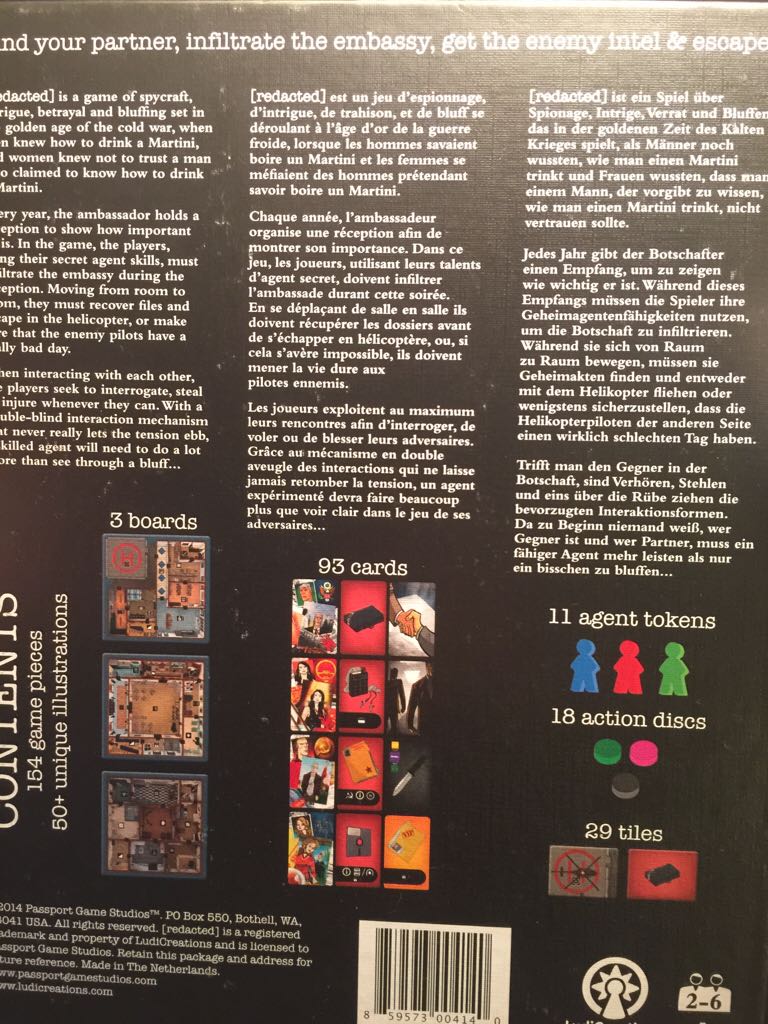 Redacted  (2-6) board game collectible [Barcode 859573004140] - Main Image 2