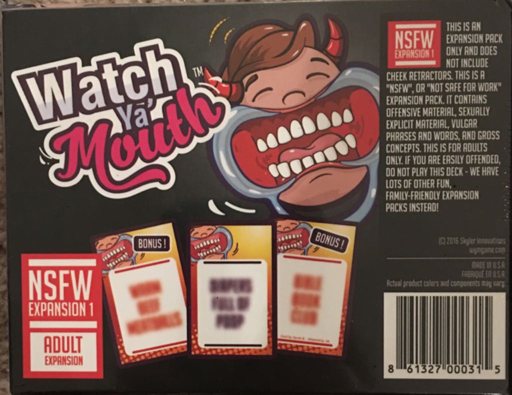 Watch Ya’ Mouth : NSFW Expansion 1  (3-10) board game collectible [Barcode 861327000315] - Main Image 2