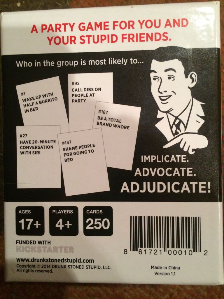 Drunk Stoned Or Stupid   (4+) board game collectible [Barcode 861721000102] - Main Image 2