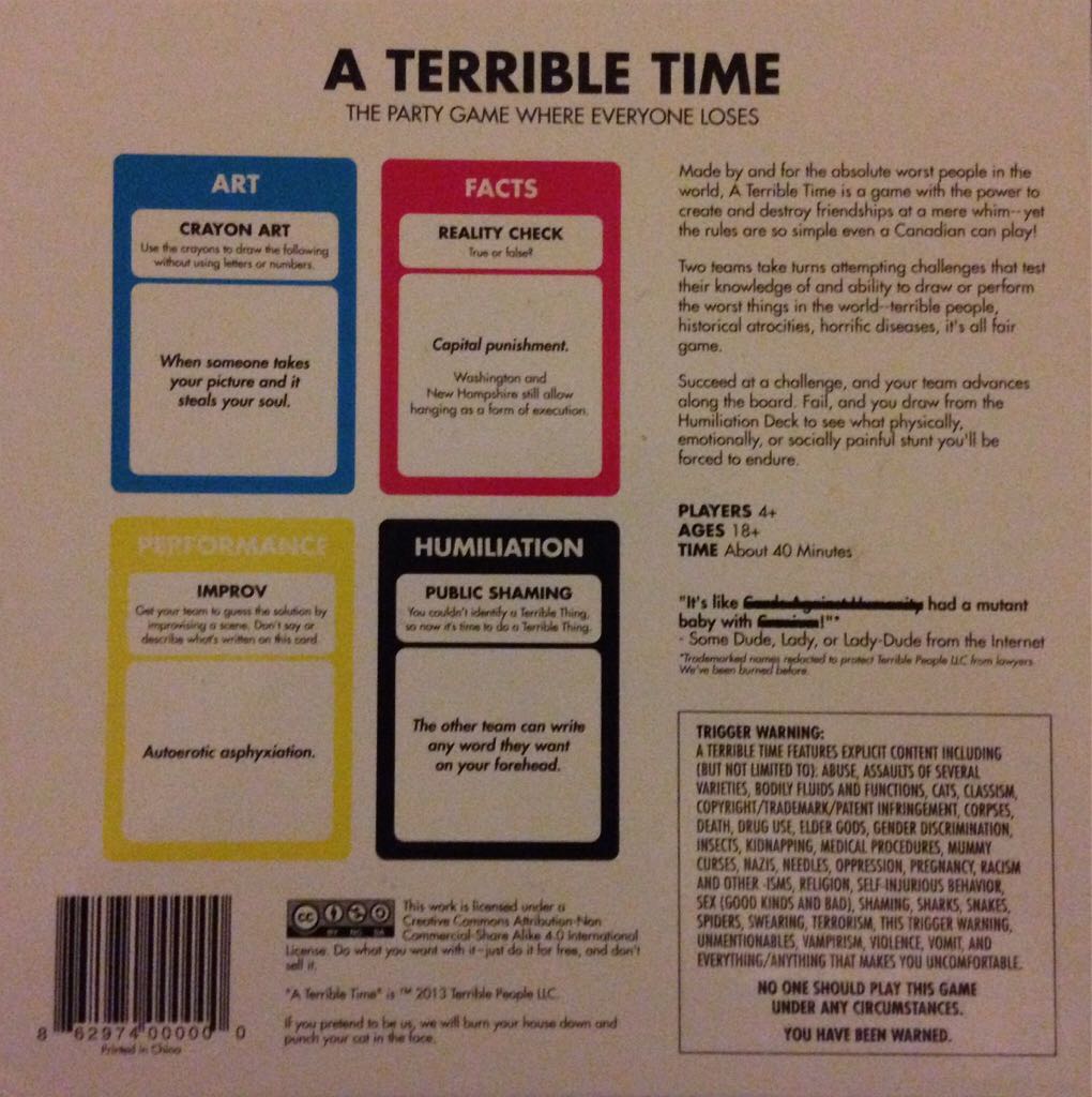 A Terrible Time  (4+) board game collectible [Barcode 862974000000] - Main Image 2