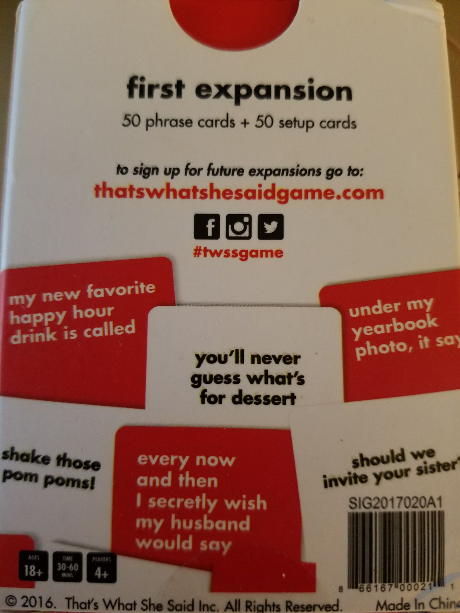 That’s What She Said - first expansion  (4+) board game collectible [Barcode 866167000211] - Main Image 2