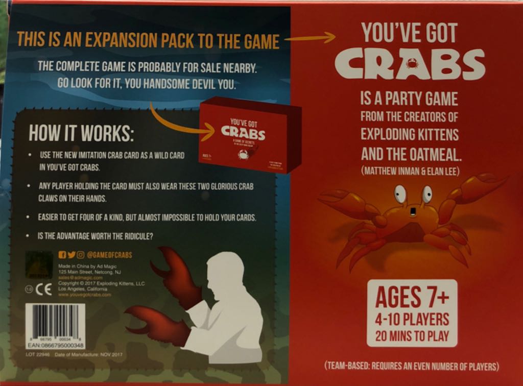 You’ve Got Crabs: Imitation Crab Expansion Kit  (4-10) board game collectible [Barcode 866795000348] - Main Image 2