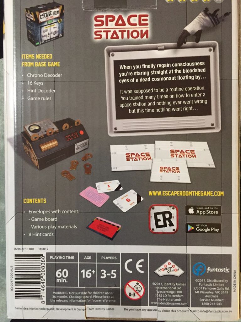 Escape Room The Game - Space Station (Expansion)  (2-5) board game collectible [Barcode 8714649008380] - Main Image 2