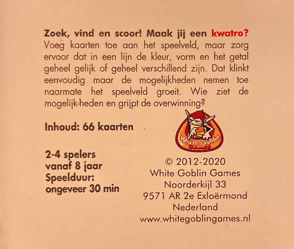 Kwatro  (2-4) board game collectible [Barcode 8718026300913] - Main Image 2