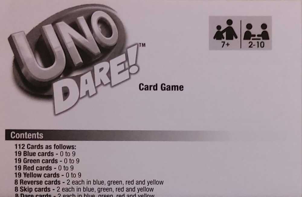 Uno: Dare!  (2-10) board game collectible [Barcode 887961052374] - Main Image 4