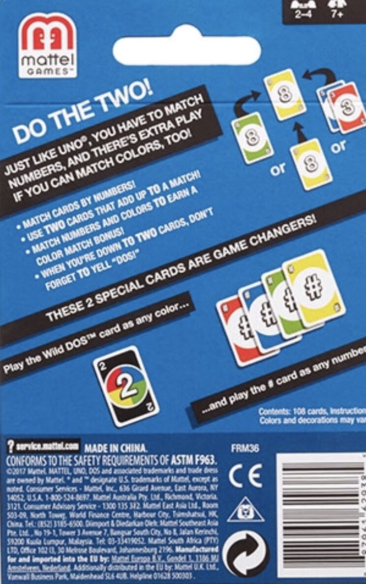 Uno: DOS™ Card Game  (2-8) board game collectible [Barcode 887961629385] - Main Image 2