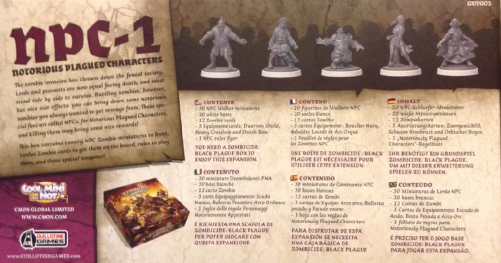 Zombicide: Fantasy: NPC-1 Notorious Plagued Characters  (1 to 6) board game collectible [Barcode 889696001825] - Main Image 2