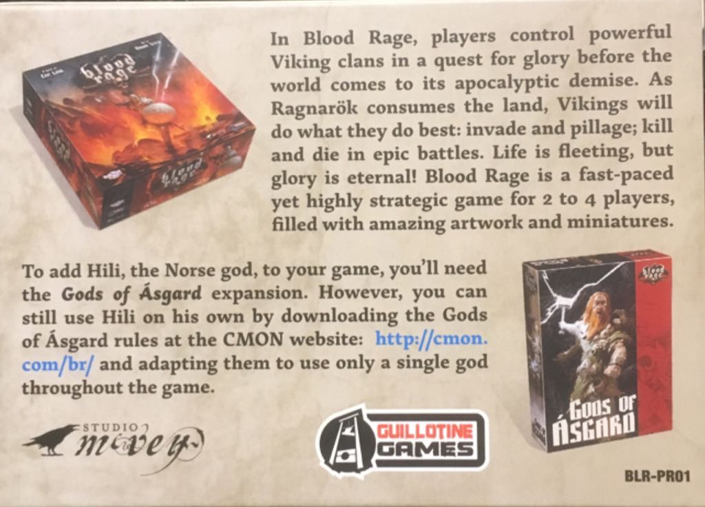Blood Rage: Hili God of Asgard (KS Dice Tower Promo)  (2-5) board game collectible [Barcode 889696002358] - Main Image 2