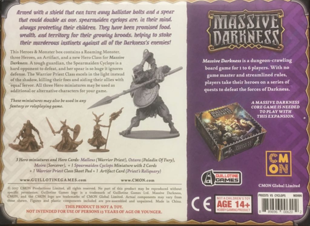 Massive Darkness: Warrior Priests vs The Spearmaiden Cyclops  (1 to 6) board game collectible [Barcode 889696006202] - Main Image 2