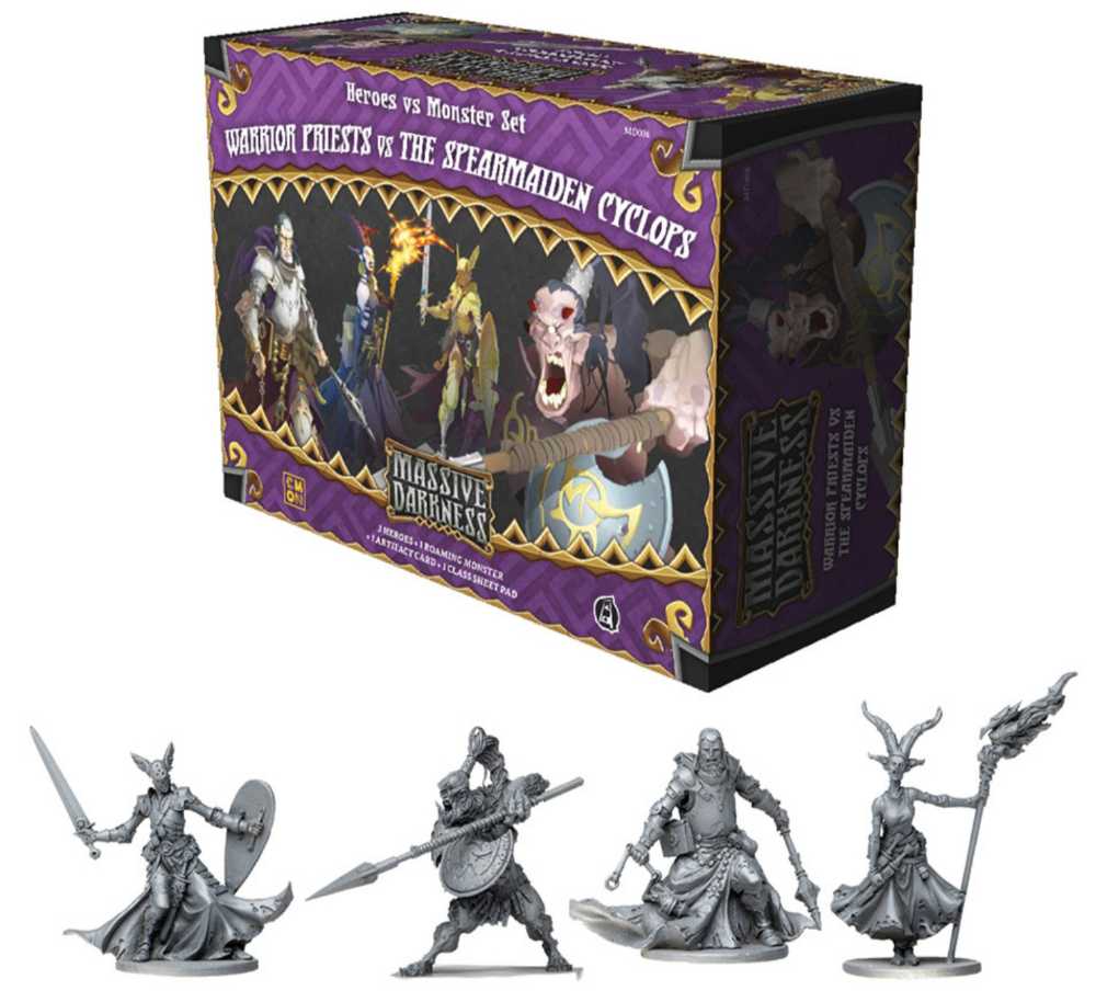 Massive Darkness: Warrior Priests vs The Spearmaiden Cyclops  (1 to 6) board game collectible [Barcode 889696006202] - Main Image 4