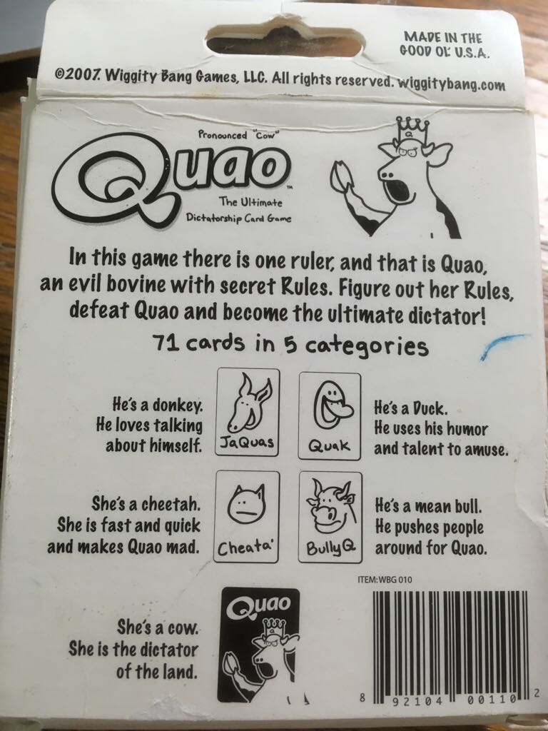 Quaint The Ultimate Dictatorship Card Game   (3-6) board game collectible [Barcode 892104001102] - Main Image 2