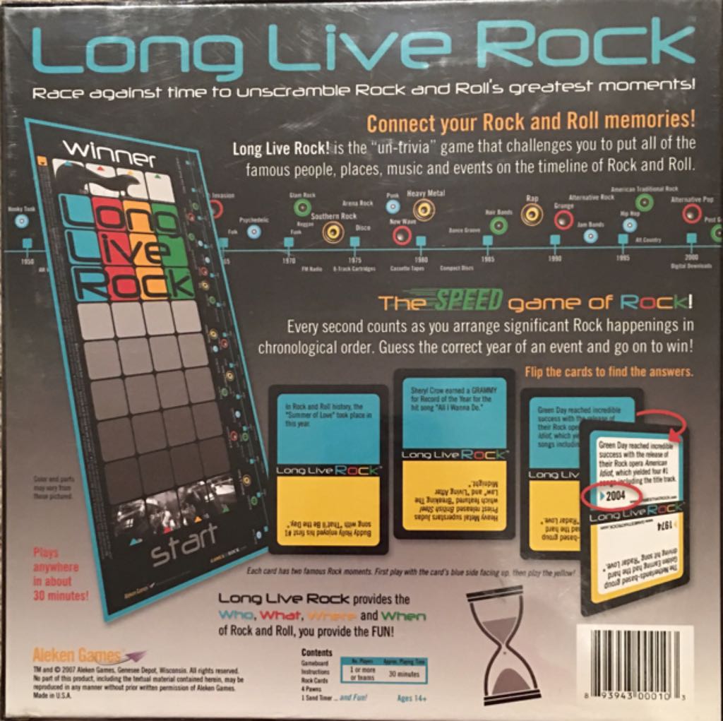 Long Live Rock  (Teams or 1-4) board game collectible [Barcode 893943000103] - Main Image 2