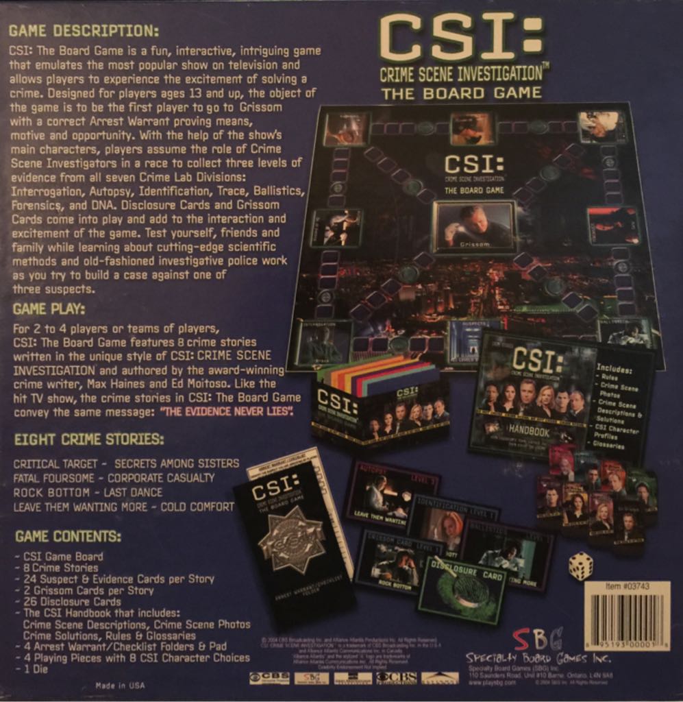 CSI:  (2-4) board game collectible [Barcode 895193000018] - Main Image 2