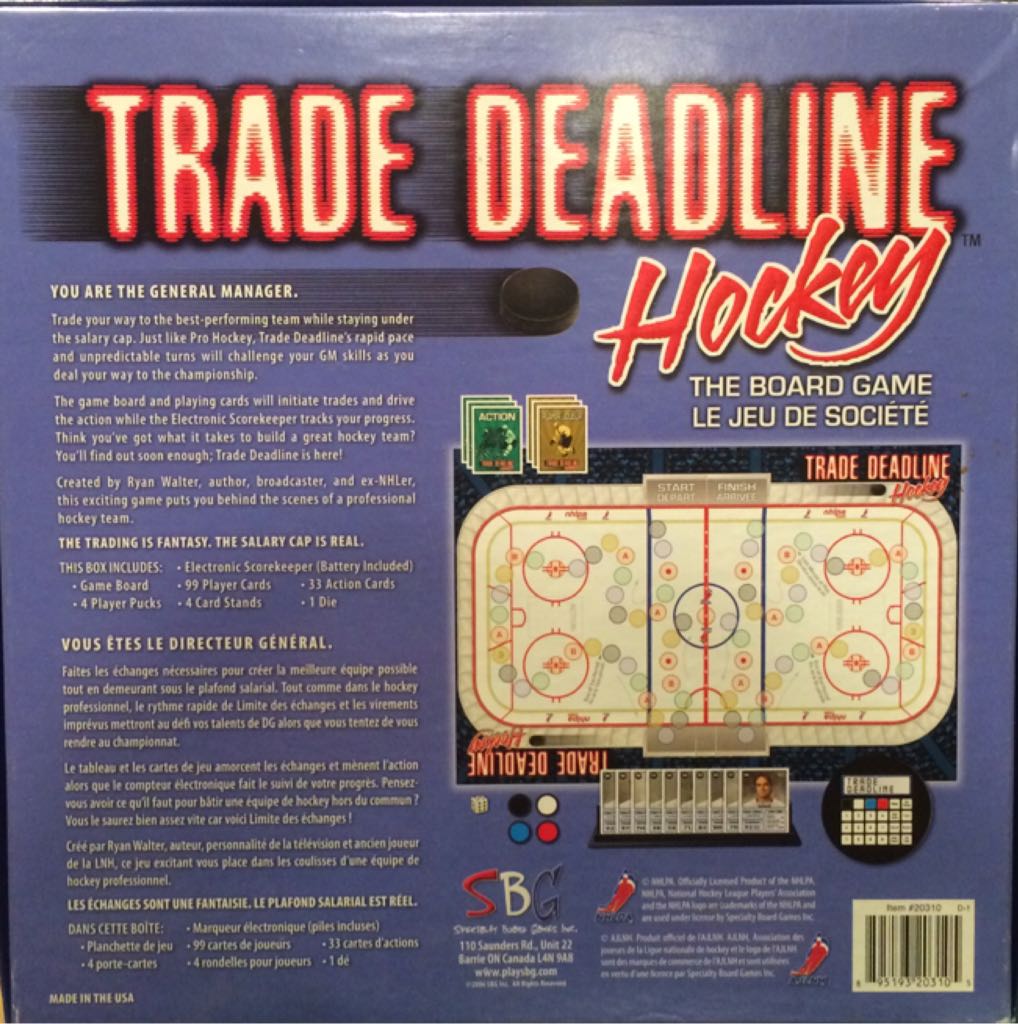 Trade Deadline Hockey  (2-4) board game collectible [Barcode 895193203105] - Main Image 2