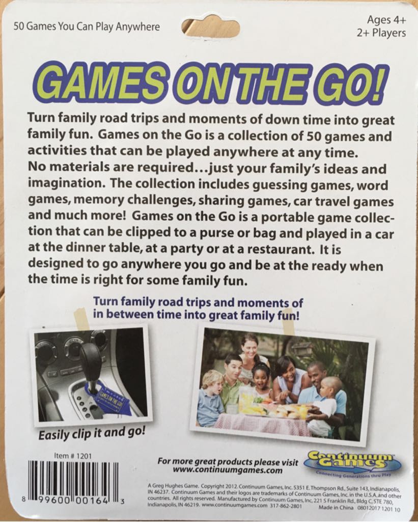 Games On The Go!  (2+) board game collectible [Barcode 899600001643] - Main Image 2