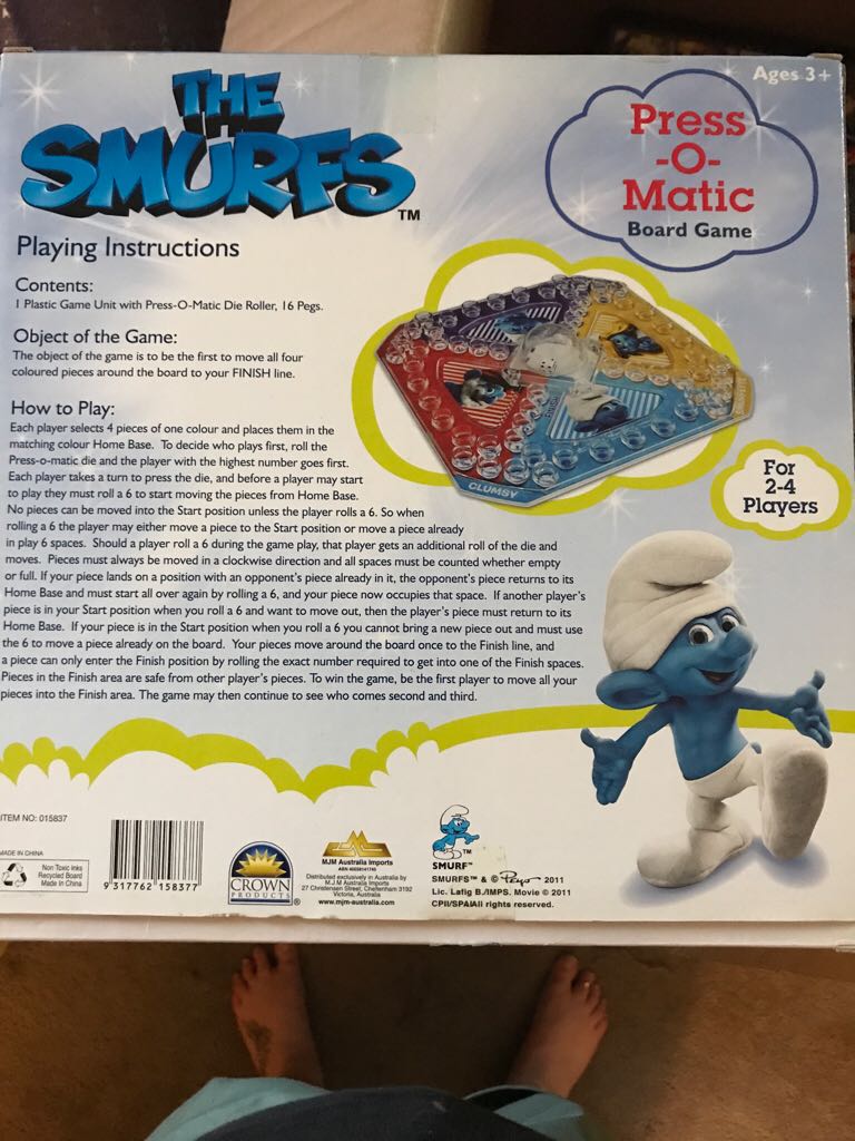 The smurfs Press-O-Matic   (2-4) board game collectible [Barcode 9317762158377] - Main Image 2
