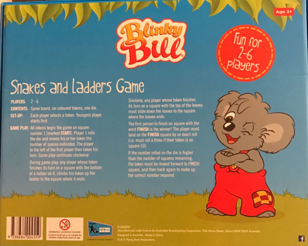 Blinky Bill Snakes & Ladders  board game collectible [Barcode 9338684004559] - Main Image 2