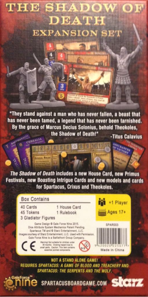 Spartacus: The Shadow of Death Expansion Set  (3 to 7) board game collectible [Barcode 9420020225077] - Main Image 2