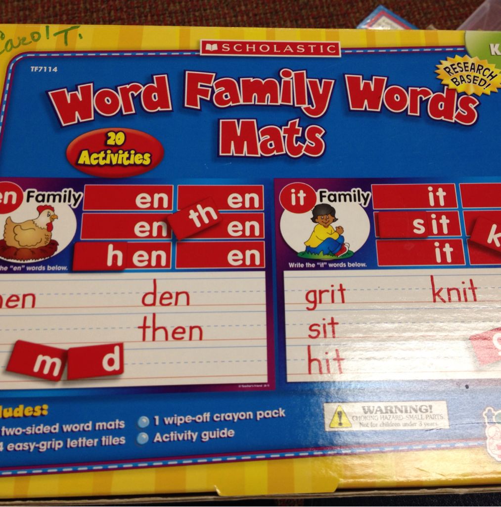 Word Family Word Mats  board game collectible [Barcode 9780439920360] - Main Image 1
