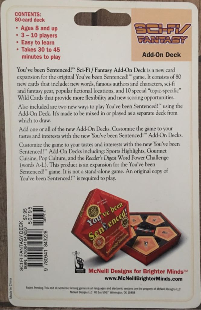 You’ve Been Sentenced! : Add-On Deck - Sci-if/Fantasy  (3-10) board game collectible [Barcode 9780641843228] - Main Image 2