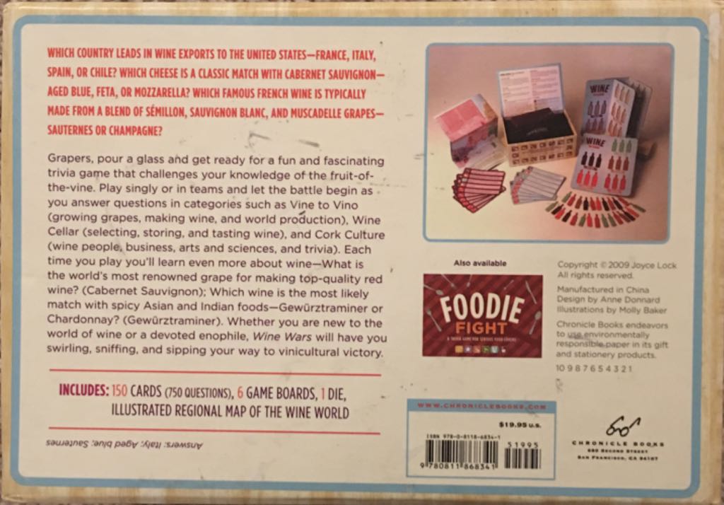 Wine Wars  (2-6 or Teams) board game collectible [Barcode 9780811868341] - Main Image 2