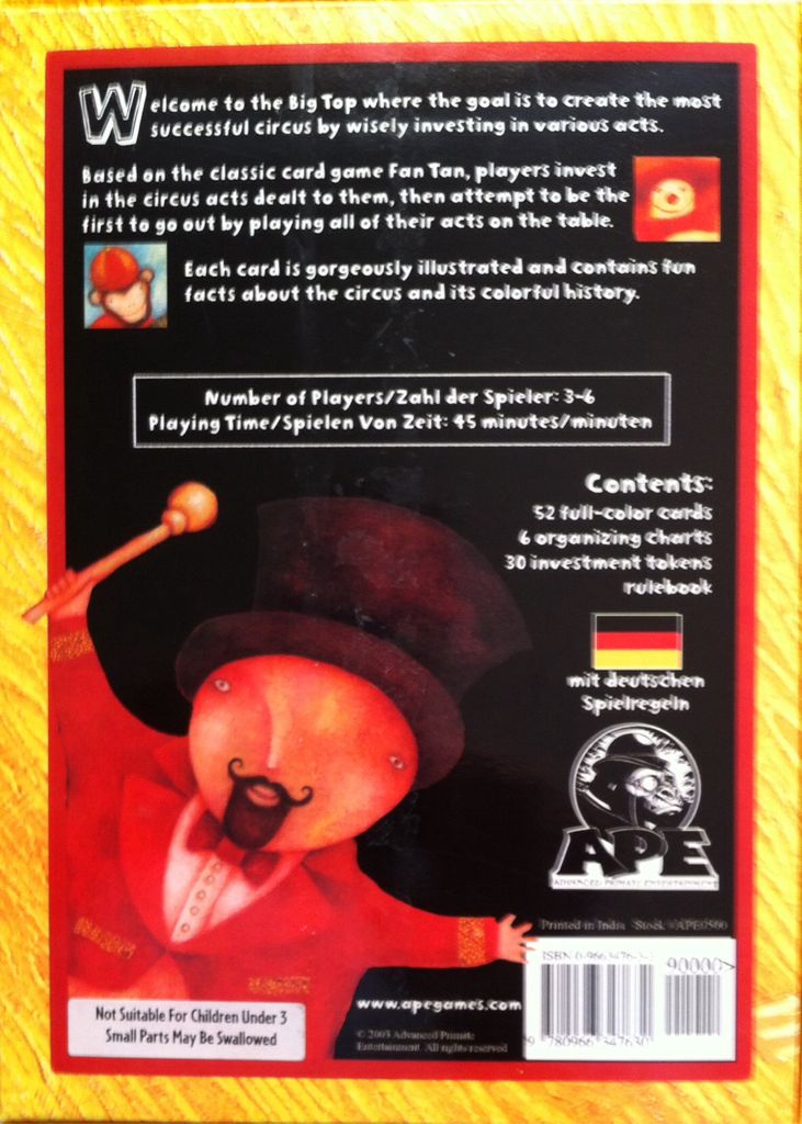 Big Top  (3-6) board game collectible [Barcode 9780966347630] - Main Image 2