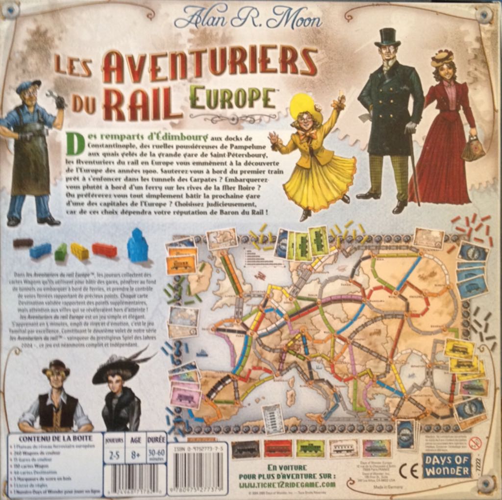 Les Aventuriers du Rail - Europe  (2-5) board game collectible [Barcode 9780975277379] - Main Image 2