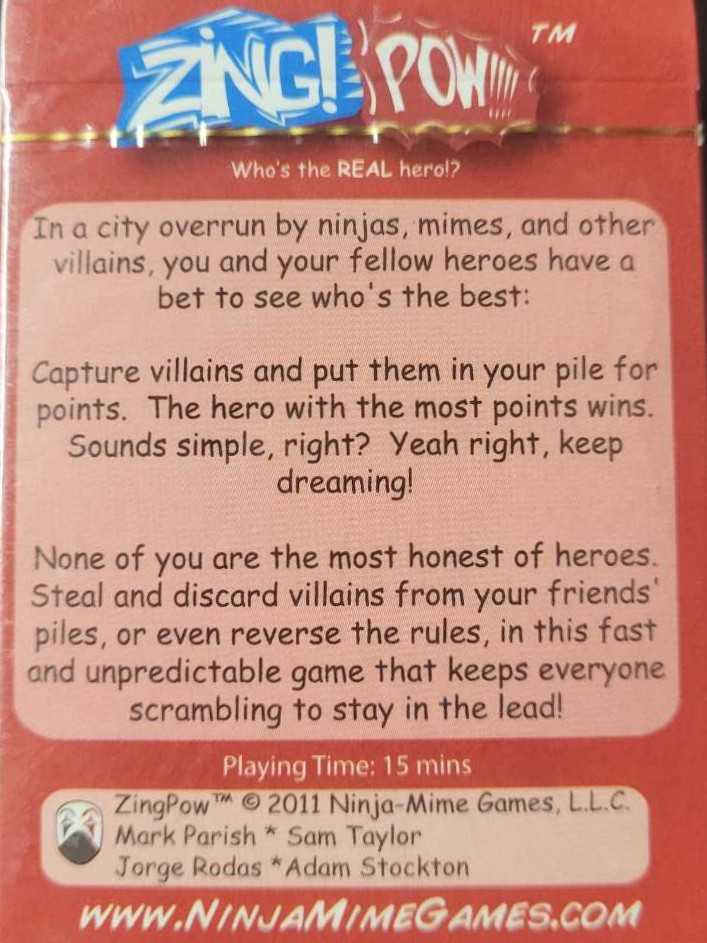 Zingpow: The Zany Comic Book Hero Card Game  (2-6) board game collectible [Barcode 9780984693702] - Main Image 2