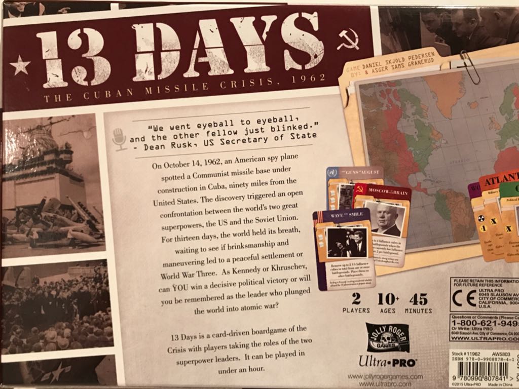 13 Days: The Cuban Missle Crisis 1962  (2) board game collectible [Barcode 9780990807841] - Main Image 2