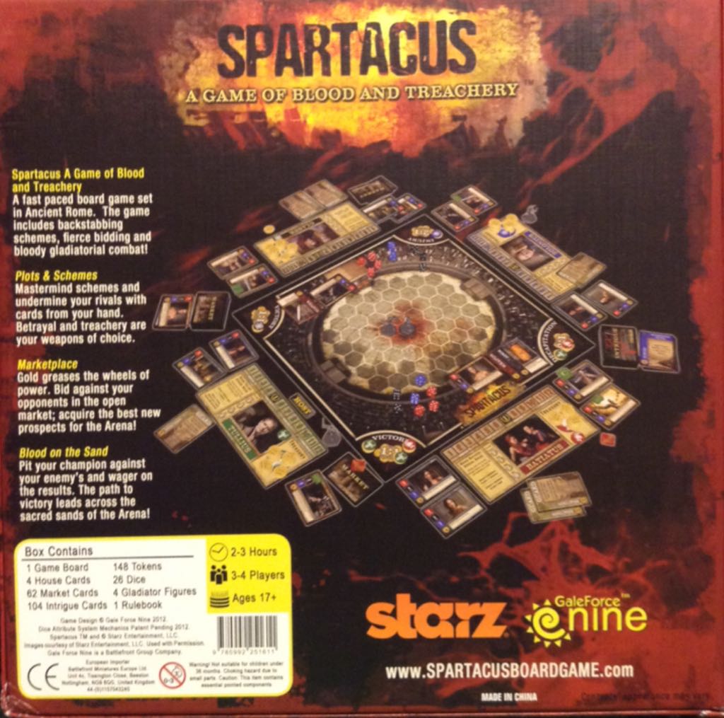 Spartacus: A Game of Blood and Treachery  (3 to 4) board game collectible [Barcode 9780992251611] - Main Image 2